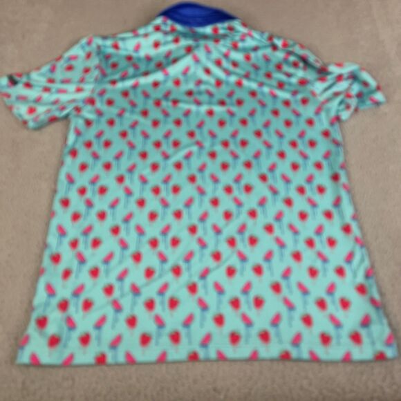 Good Boy Golf Polo Performance Mens L Blue Watermelon Strawberry Shirt Graphic - Picture 6 of 11